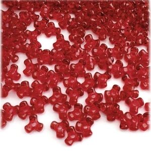 Beadtopia Red Tri Beads 250 pcs Plastic Transparent 10mm NEW Jewelry Crafts